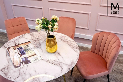 MODESTO krzesło RANGO różowe - welur, metal