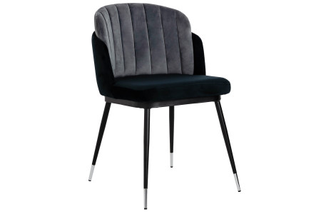 Krzesło MARCEL czarno szare - welur, podstawa czarno-srebrna