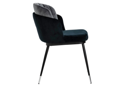Krzesło MARCEL czarno szare - welur, podstawa czarno-srebrna 2